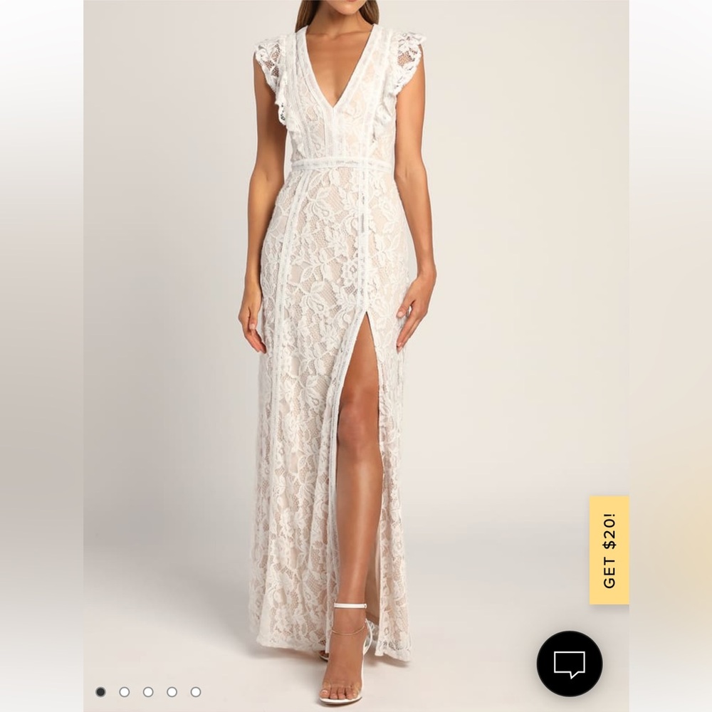 Lulus Ivory Lace formal maxi, NWT, XS. This Moment in Time